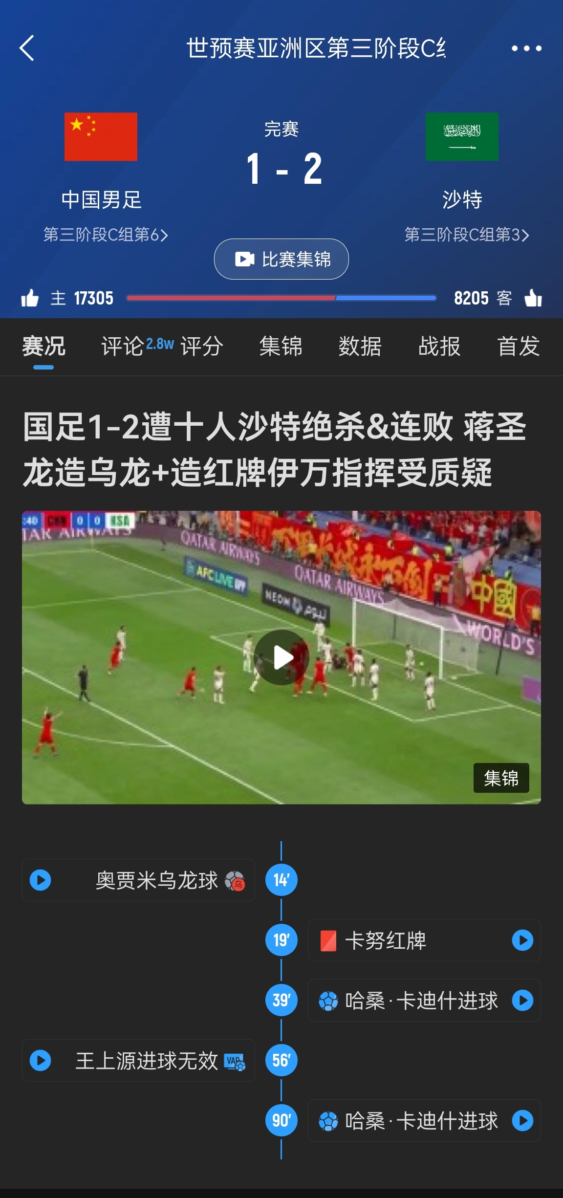 今天什么劇本？首戰(zhàn)沙特也是半場紅牌+蔣光太傷退，最后國足被翻